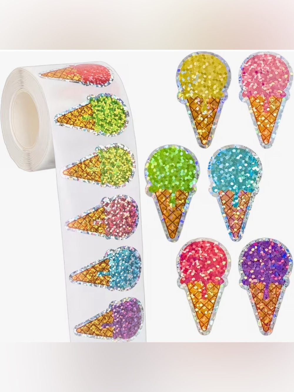 Holographic Glitter Sticker Rolls of 100 - Choose 1 - Picture 5 of 10